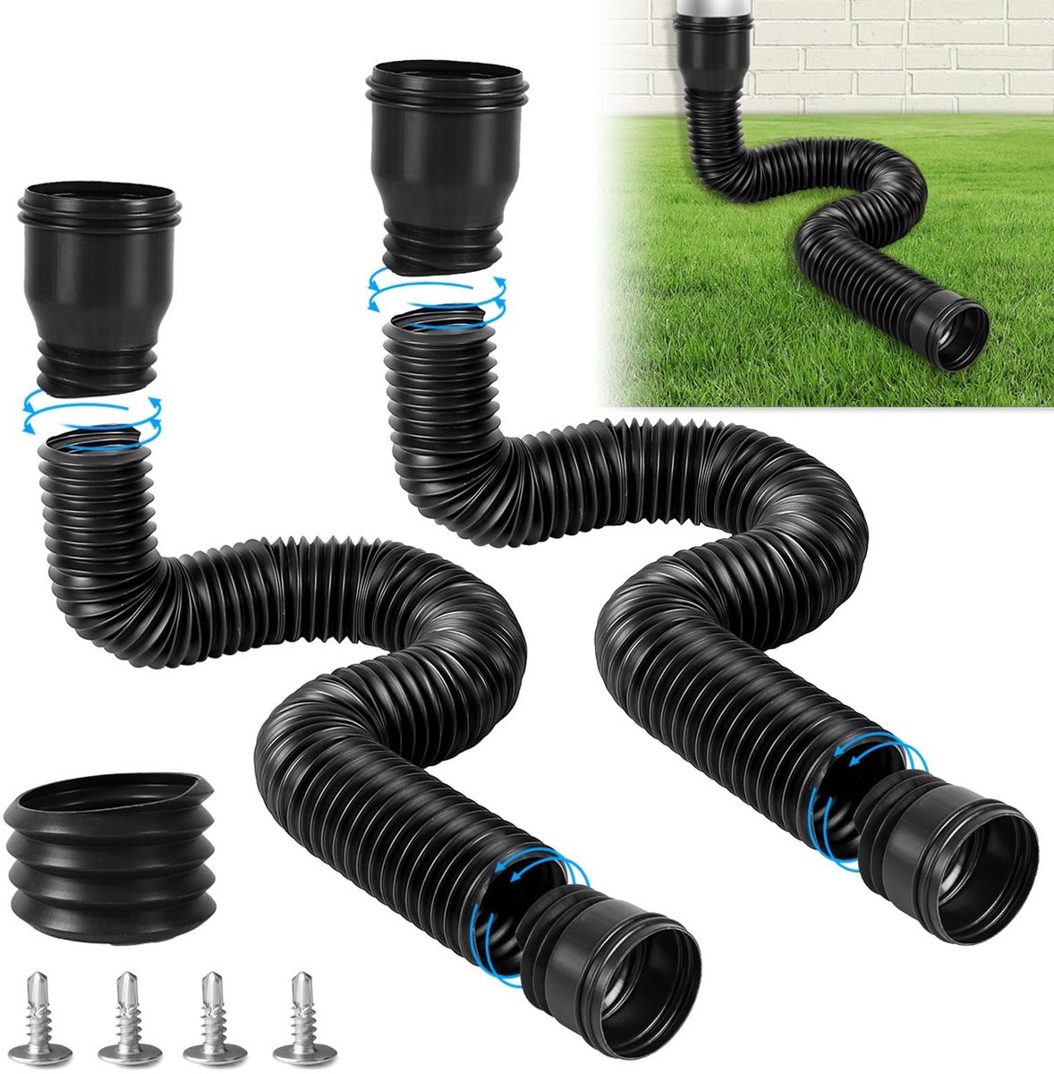 Solidchoice - Flexibele Afvoerbuizen Set voor Regenpijpen, 80/100 mm