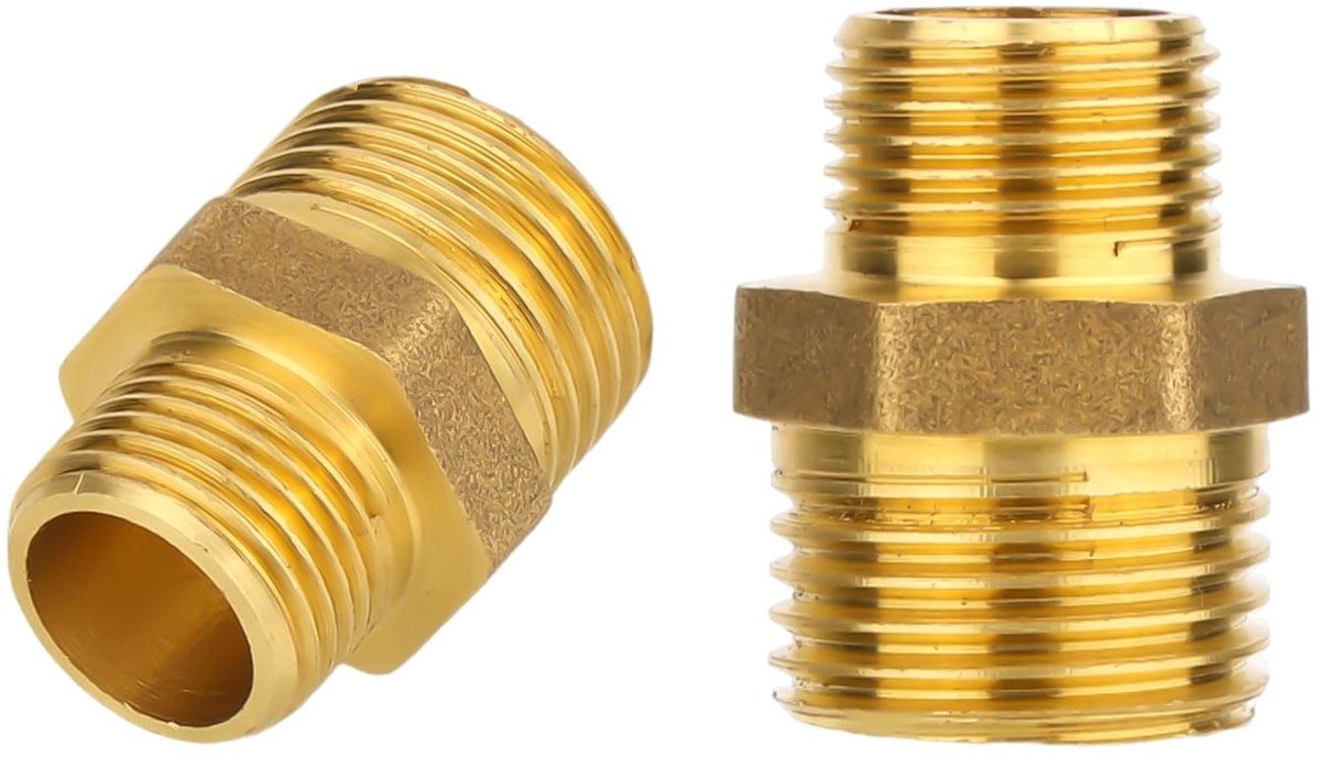 Solidchoice - 2 Stuks Messing Reducerende Zeskantnippel voor Pijpfittingadapters