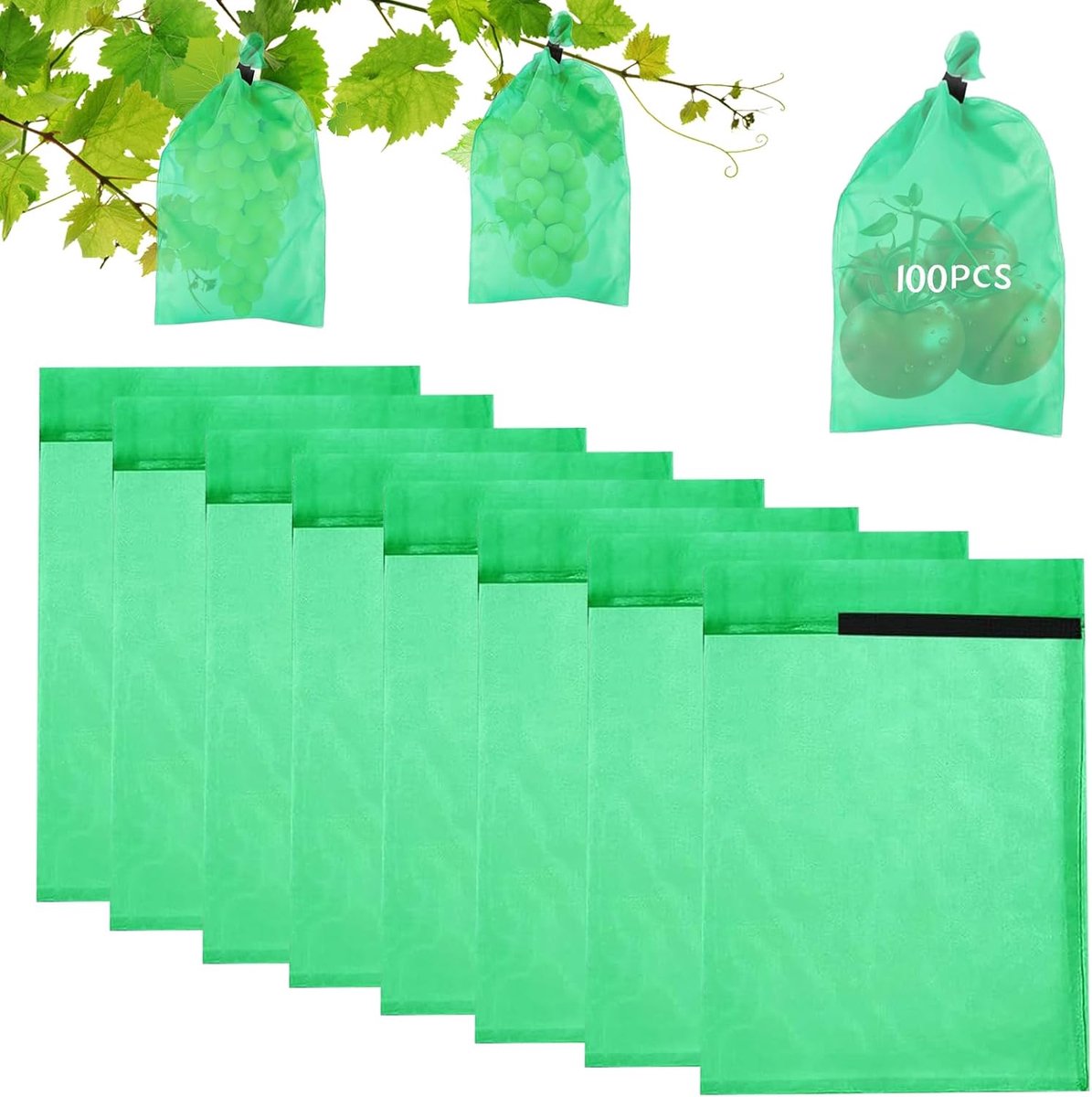 100 Stuks Druivenbeschermingszakken - 20x30cm Fruitbeschermingszakken - Beschermt tegen Wespen, Vogels & Insecten - 1 Set