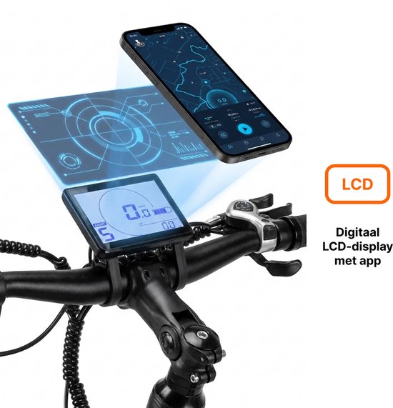 Vankel Elektrische Fiets Hoge Instap - 27,5 inch - 36V 450Wh - CST Banden - Shimano 7V - LCD App Display - Grijs van VANKEL — afbeelding 3