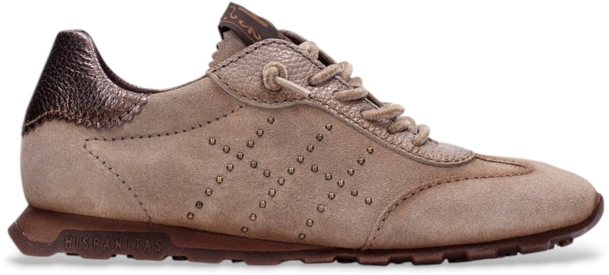 Hispanitas Taupe Zinnia leren sneakers