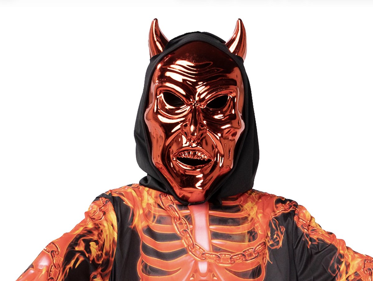 Joya Party® Rood Duivel Masker Volwassenen | Halloween Masker | Devil Mask | Demon Masker met Hoorns | Horror Masker | Verkleed Accessoire | Elastische Band | One Size