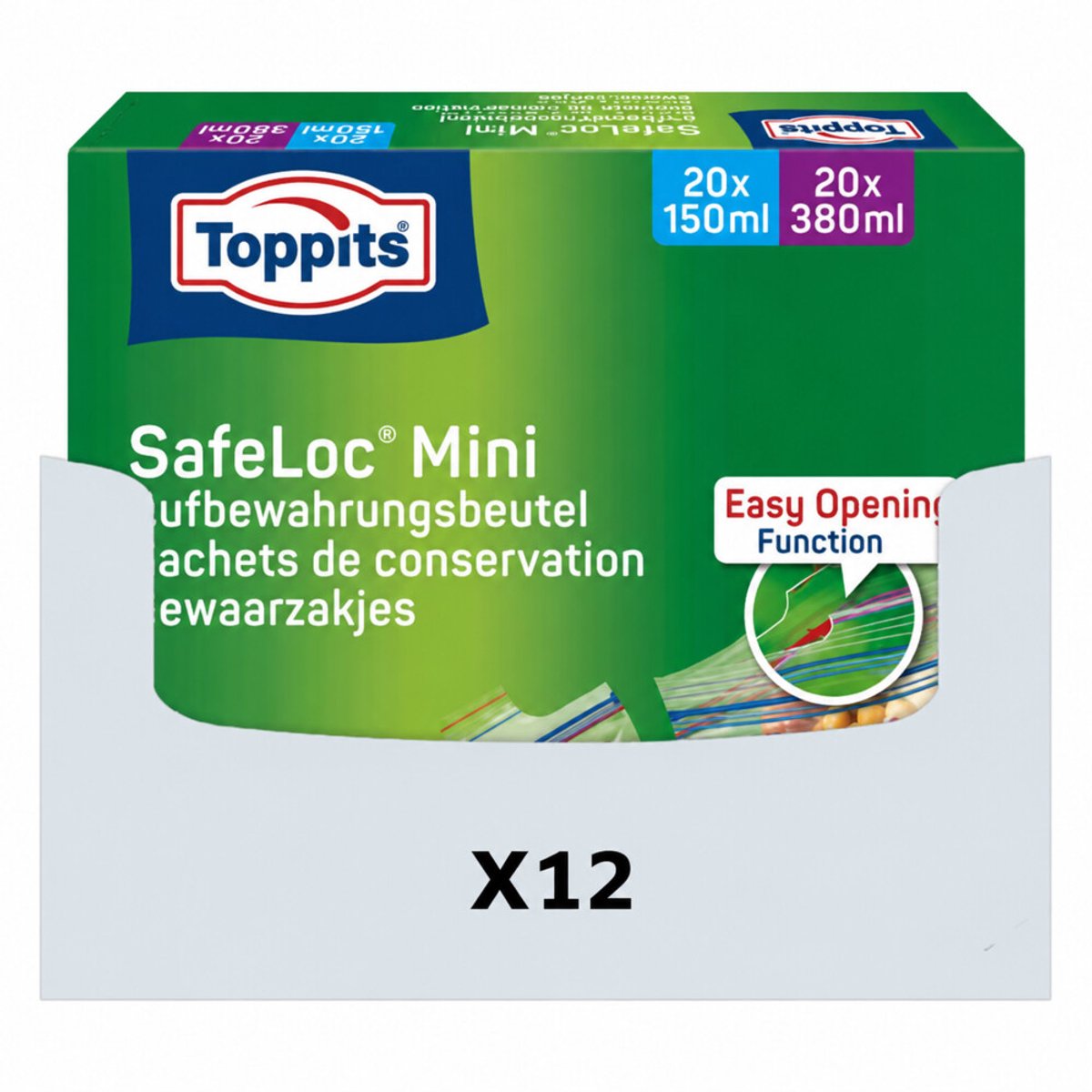 Toppits Safeloc Mini Zip-Zakjes - 12 x 40 stuks - Voordeelverpakking