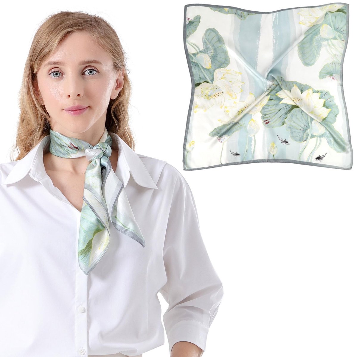 Lichtblauwe 100% zijden sjaal voor dames - Elegant en luxueus ontwerp met zachte textuur