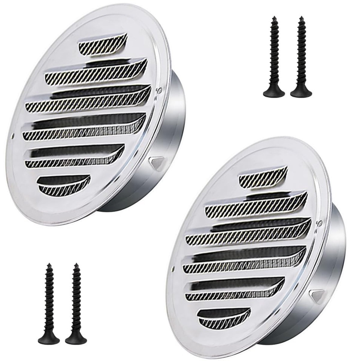Solidchoice - Set van 2 Ronde Ventilatieopeningen met Insectenbescherming