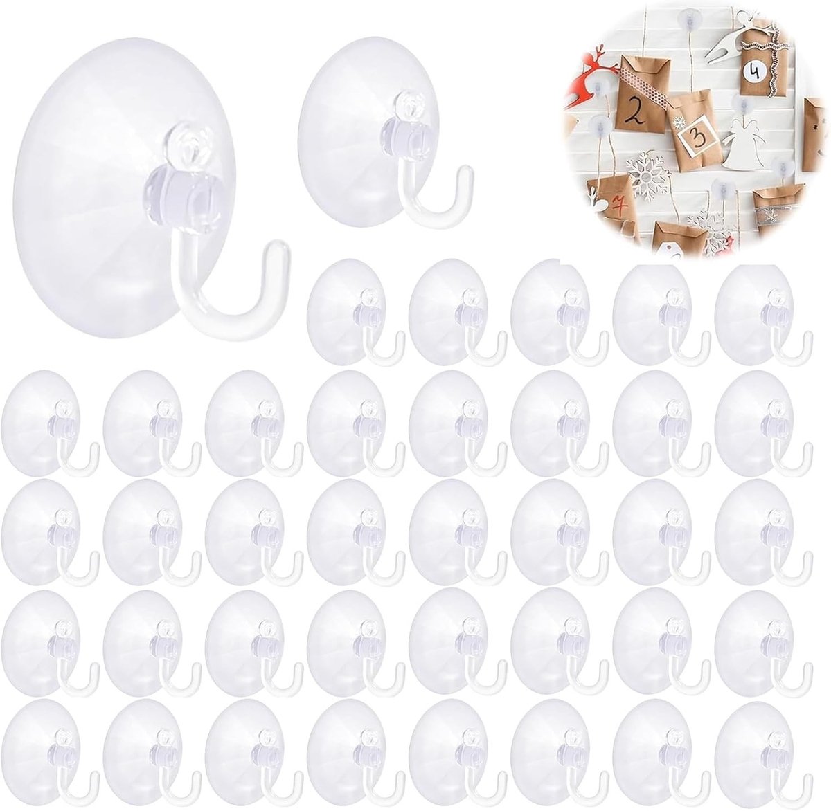 Zuignaphaken - Transparant - Diameter 40 mm - Extra Sterke Siliconen Wandhaak - Voor Badkamer en Keuken