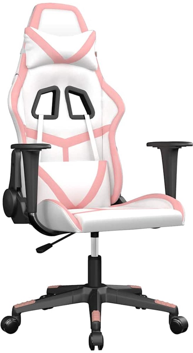 vidaXL Gamestoel - kunstleer - wit - en - roze wit en roze