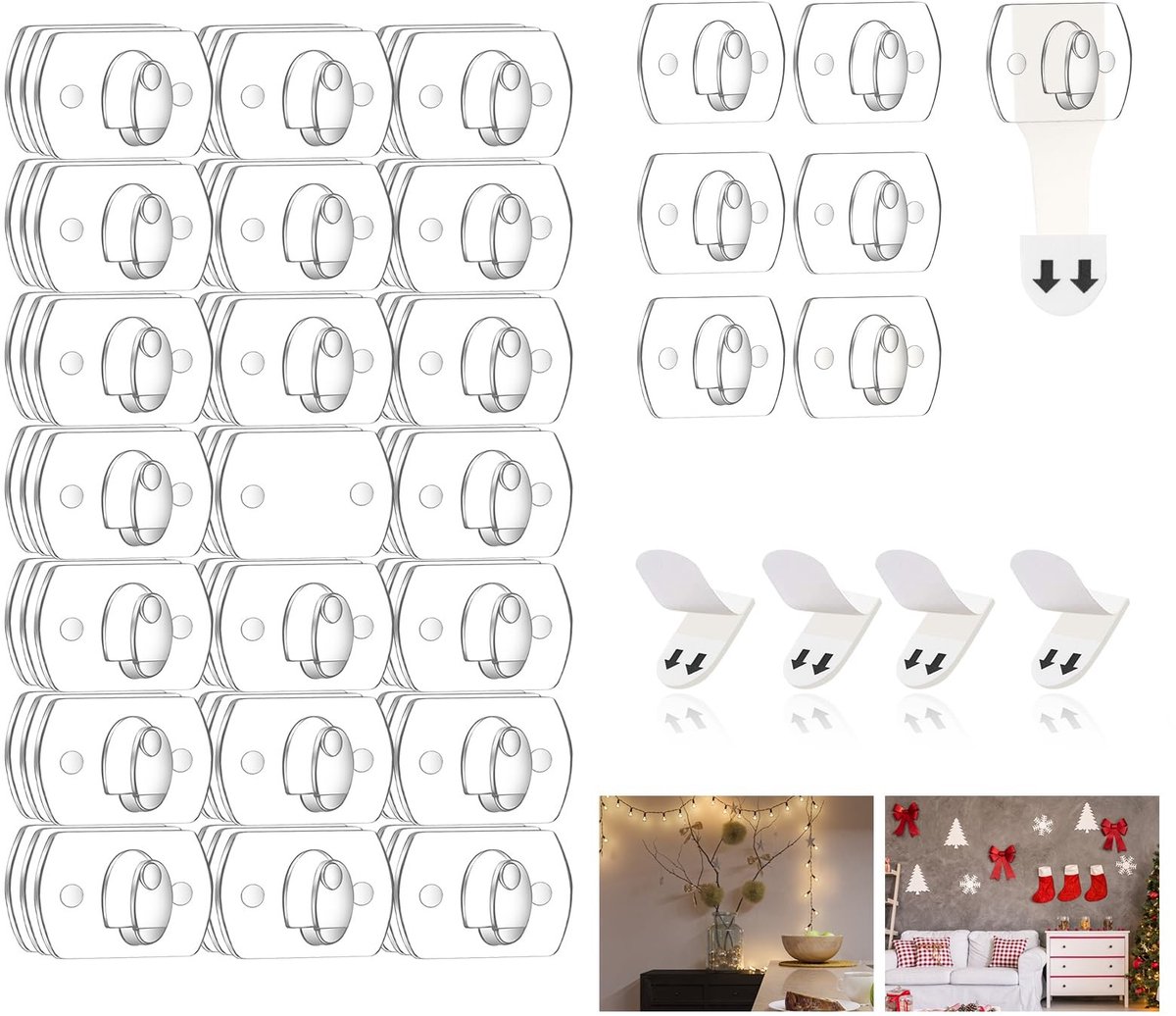 Solidchoice - Set van 3 Transparante Decoratieclips met 60 Strips