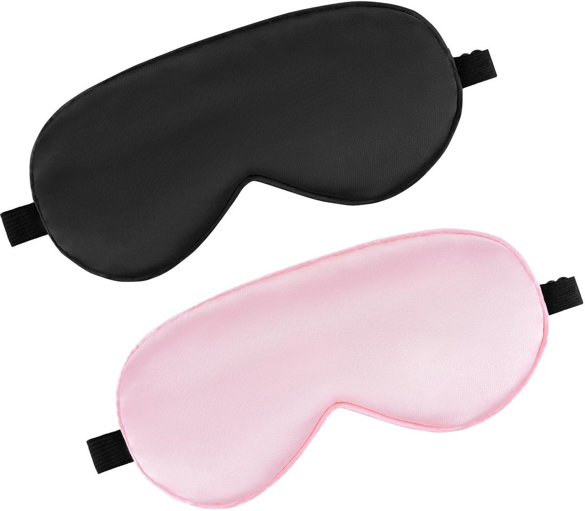 2 Stuks Zijden Slaapmasker - Lichtblokkerend & Huidvriendelijk voor Reizen - Zwart & Roze