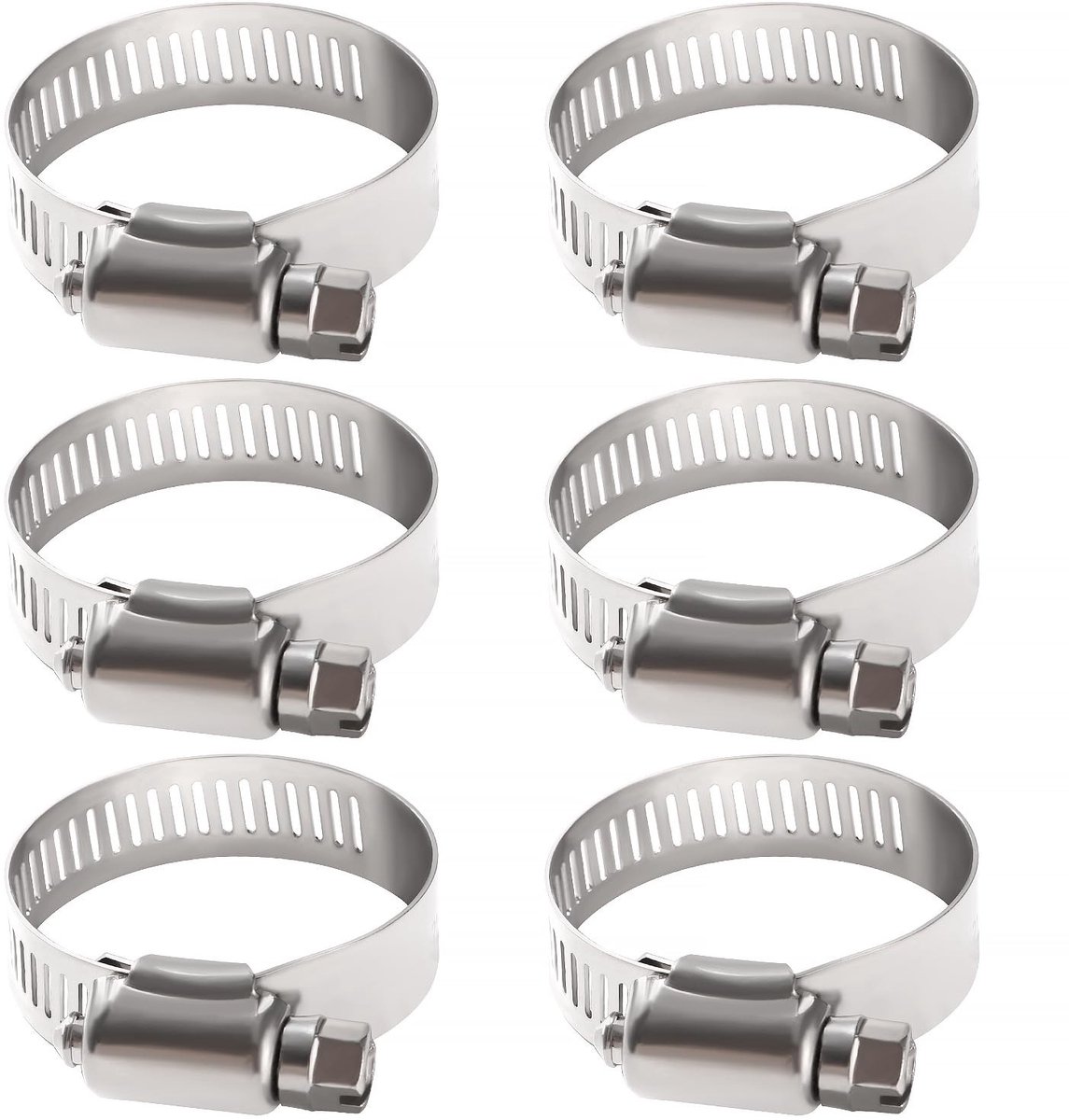 Solidchoice - Set van 6 Roestvrijstalen Slangklemmen 21-38mm