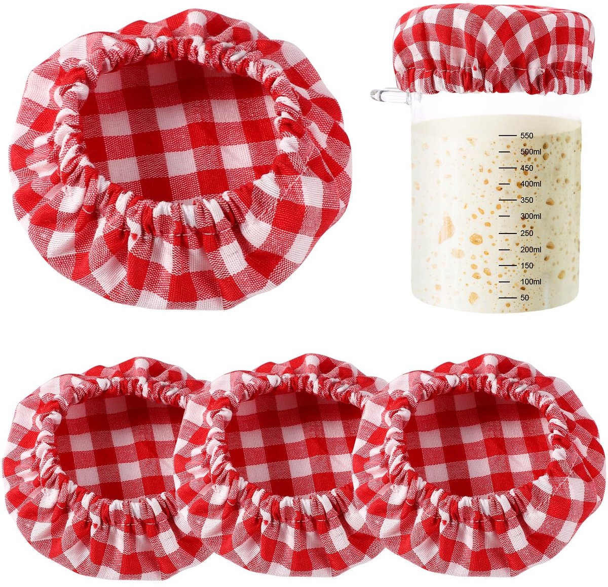 Solidchoice - 4 Stuks Herbruikbare Katoenen Deksel voor Sourdough Potten