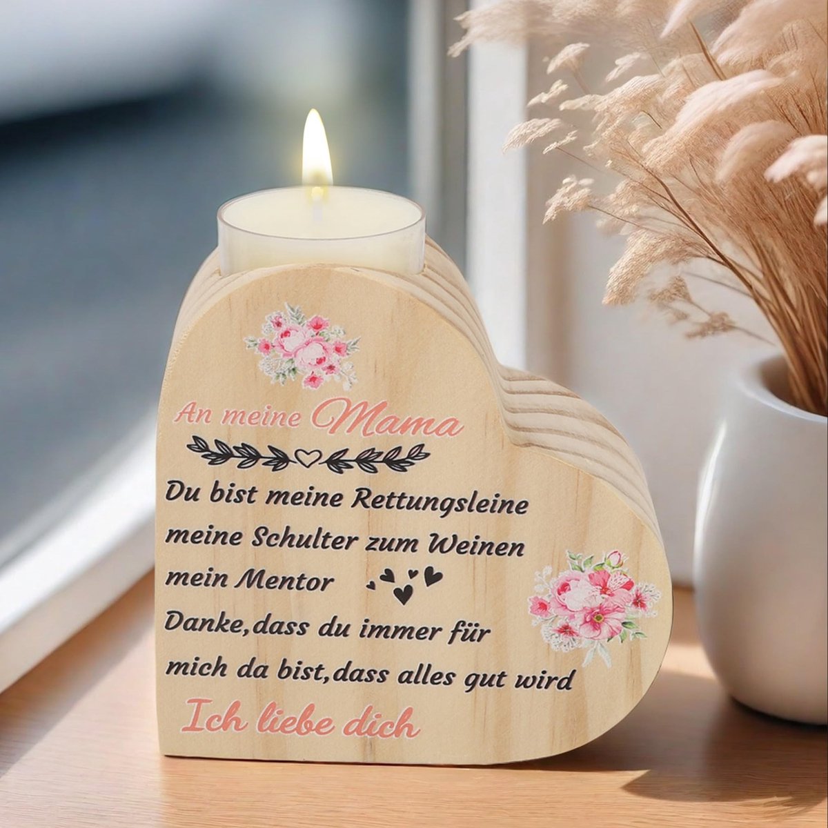 Solidchoice - Hartvormige Kaarsenhouder van Hout
