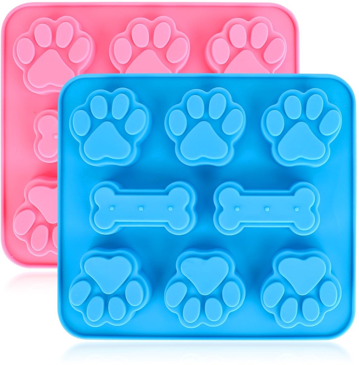 Solidchoice - 2 Pcs Silicone Mallen voor Hondenkoekjes in Poot en Bot Vorm