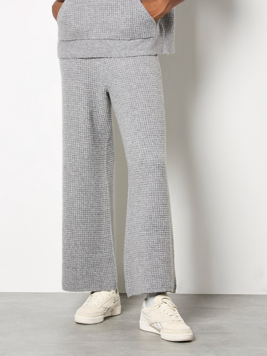 Waffle Knit Wide Leg Trousers