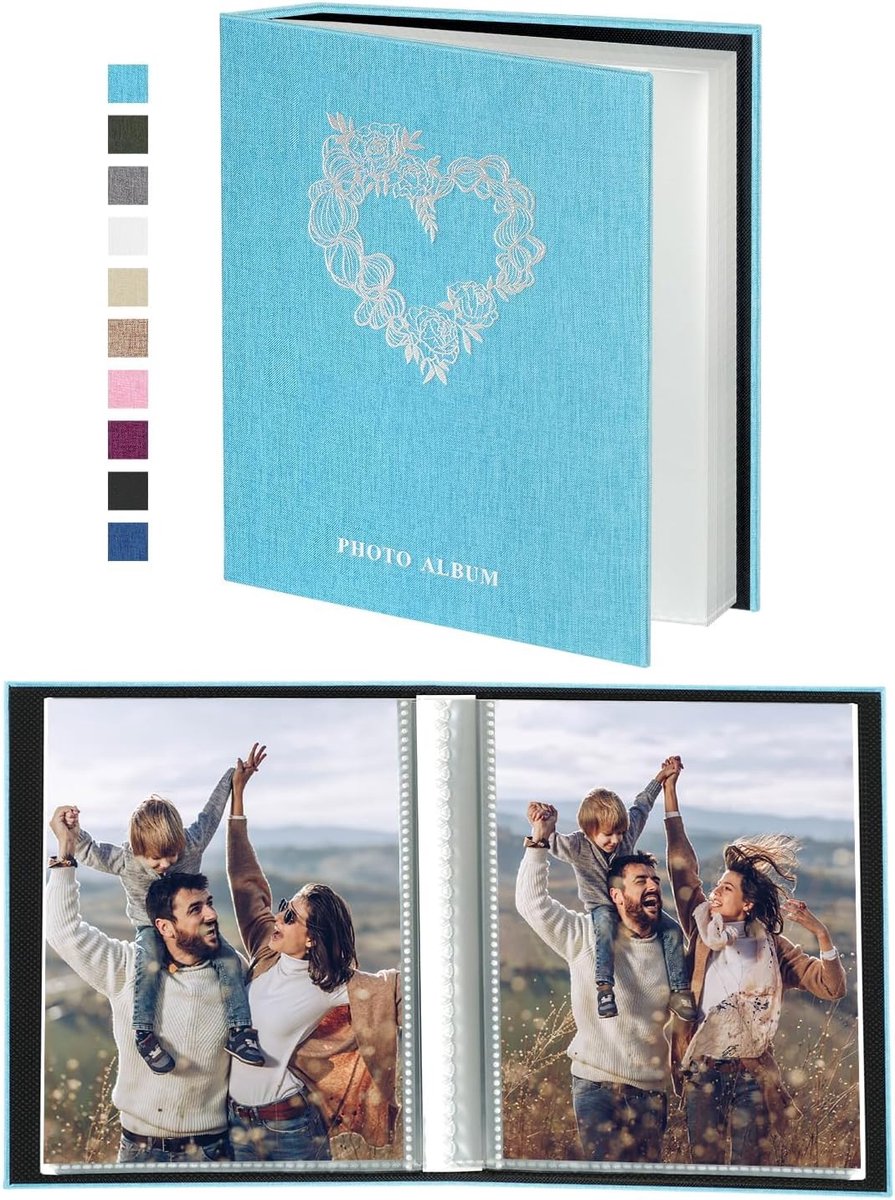 Klein Fotoalbum 6x4 52 Vakken 2 Pakketten - Slip in Bovenlader Mini Linnen Album Boek Voor 100 Verticale 10x15cm Foto's voor Familie Huwelijk Jubileum (Teal)