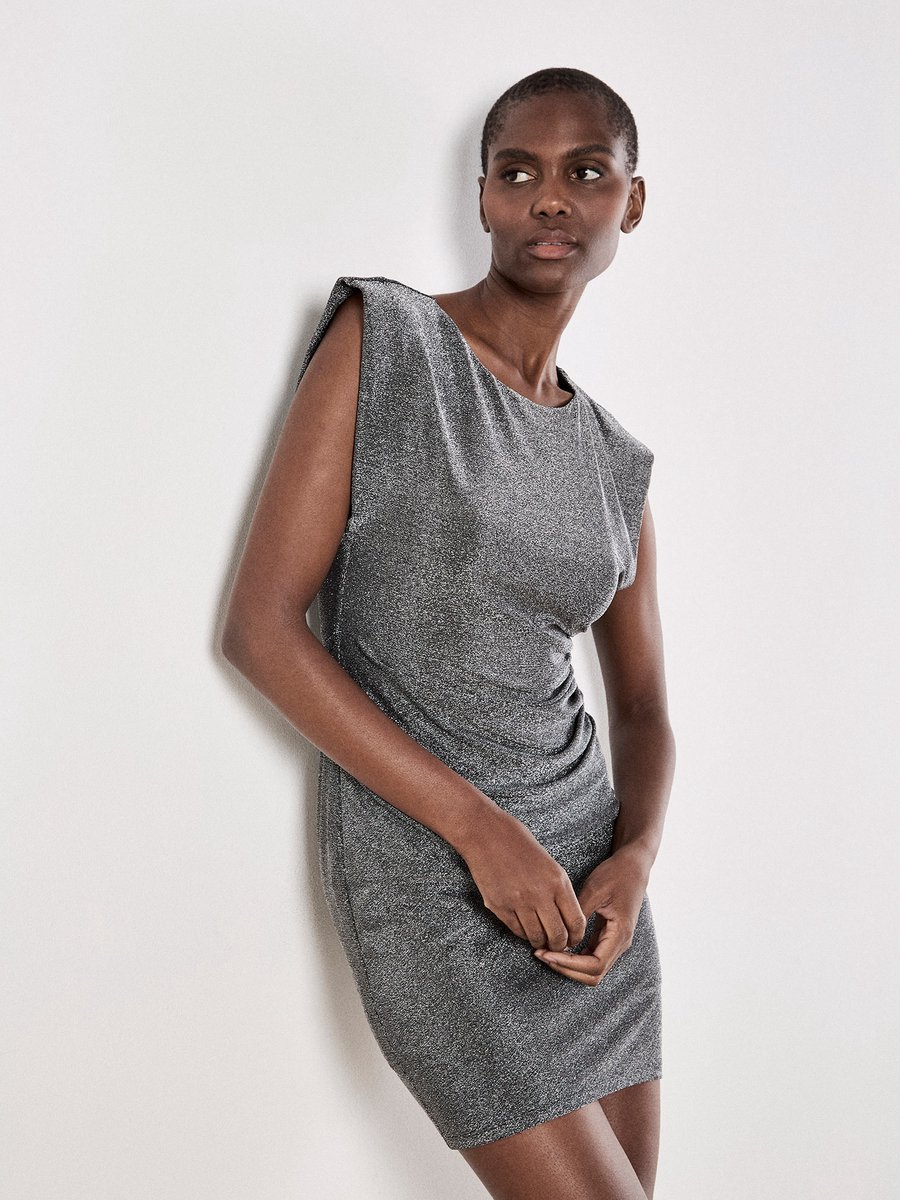 Ruched Sparkle Bodycon Mini Dress