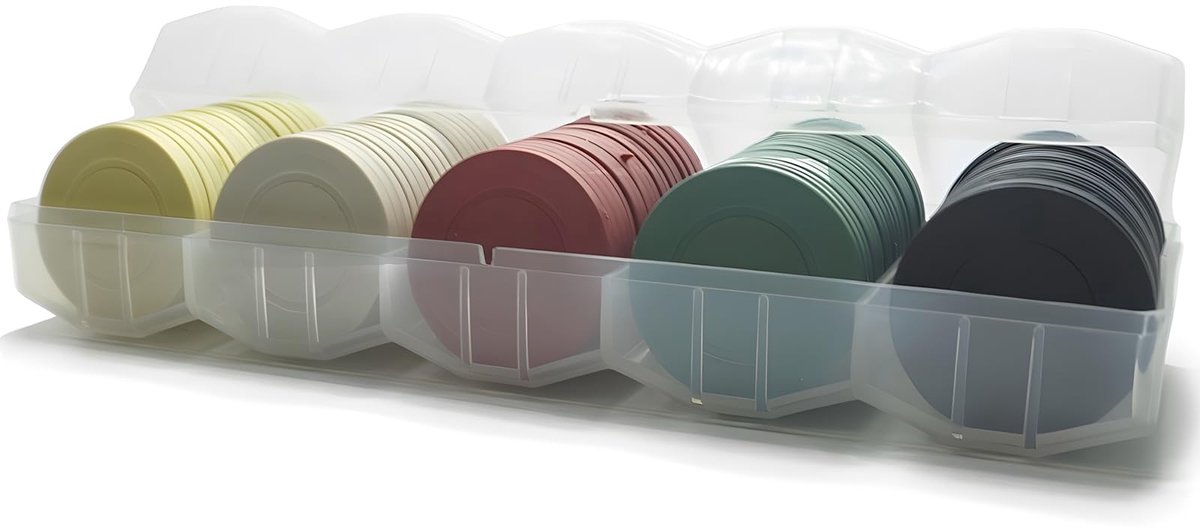 MICREEN 100 stuk(s) plastic pokerchips met opbergdoos, 5 kleuren bingomarkeringen, plastic pokerchips, rekenspellen - ShopVlot