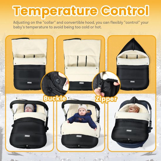 Orzbow Voetenzak voor baby's, winter, warm, voor de winter, universele babyzak met ritssluitingen, waterdicht - ShopVlot van ORZBOW® — afbeelding 4