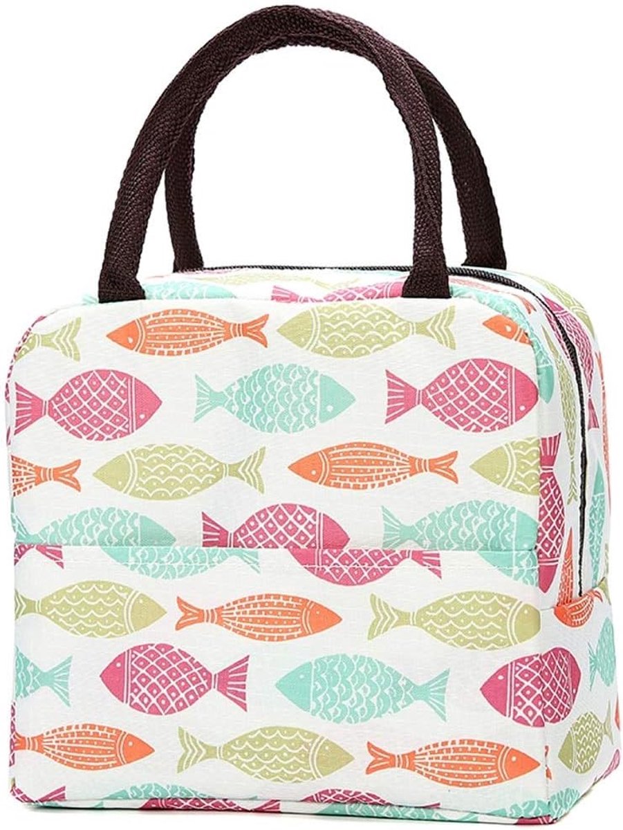 Shoulder bag for lunch, waterproof, oxford, large capacity, for picnic, outdoor, printed, fashionable bag with 10 - ShopVlot