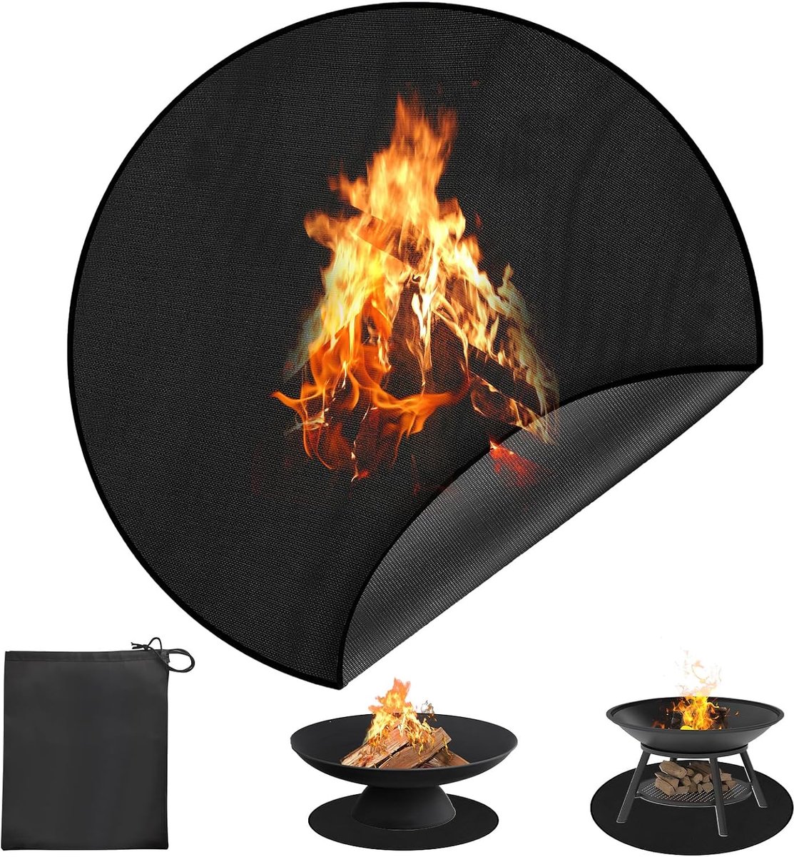Fire Resistant Base Layer 97 cm Round Heat Protection Mat for Lawn Patio Fire Bowl Heat Resistant Underlay and Fire - ShopVlot