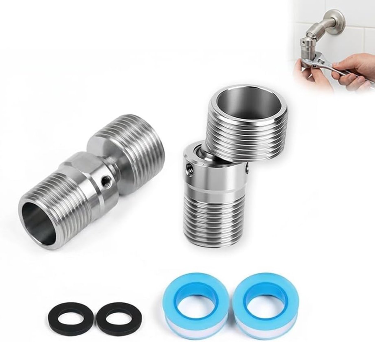 S-aansluiting mengkraan excentrische fitting douchekraan adapter wandaansluiting compensatiestuk set van 2 stuks - ShopVlot