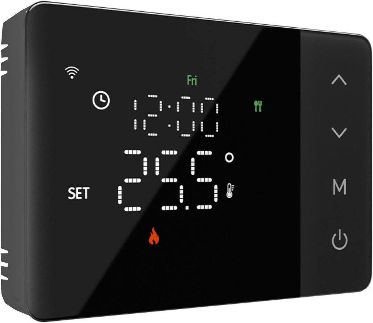 Thermostaat WiFi 503, werkt op batterijen, zwart, voor gasketel, wand- of inbouwmontage, Box 502 en 503, wekelijkse - ShopVlot