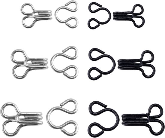 150 Sets Sewing Hooks and Eyes Closure, Bra Hooks Replacement 12.5/14/17mm Hook and Eye Closure for Clothes Pants - ShopVlot — afbeelding 2