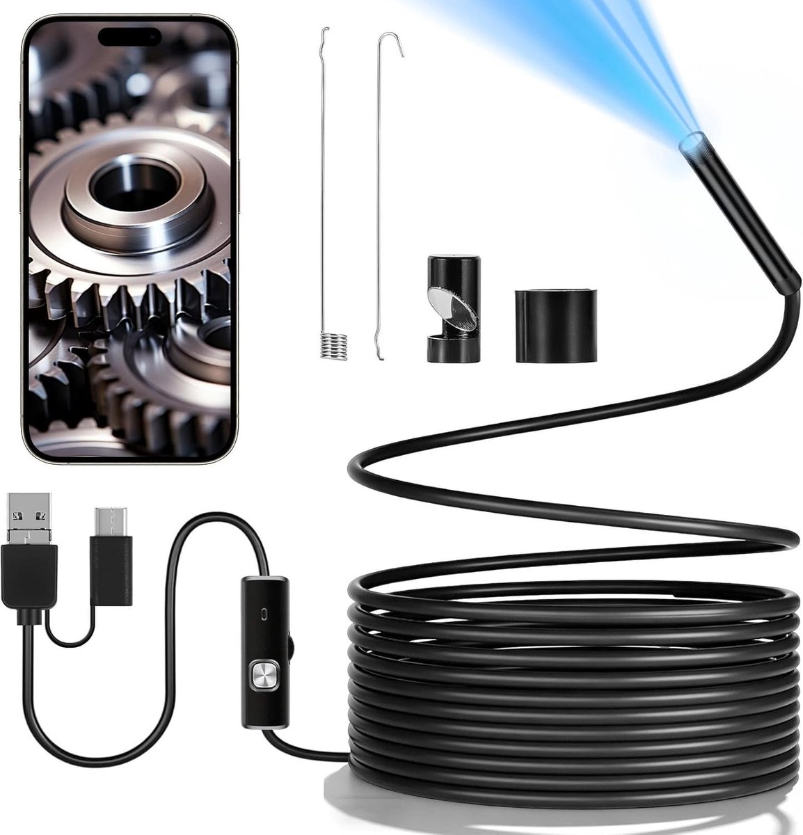 Endoscope Camera with Light, HD Endoscope Camera with 6 LED, Waterproof IP67 No WLAN Inspection Camera, Tube Camera - ShopVlot