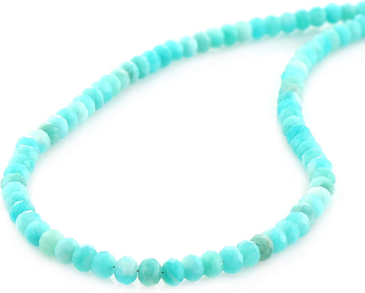 Peruvian Amazonite Faceted Graduate Rondelle Necklace/AAA Quality Length: 45cm/7-8mm Circ/Sea Blue Gemstone - ShopVlot