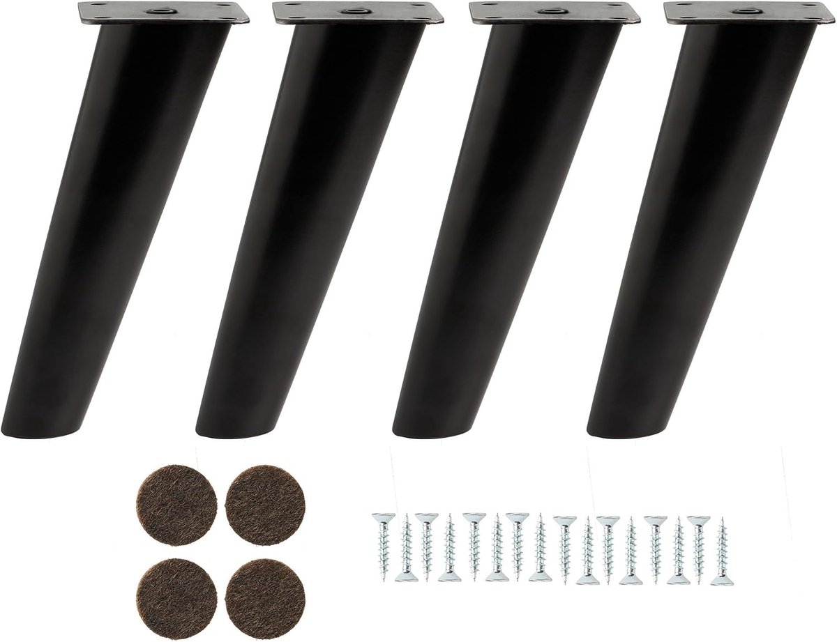 Wooden Furniture Legs.Conical Beveled Legs with Already Installed Mounting Plate, Wooden Legs for Sofas, Tables and - ShopVlot