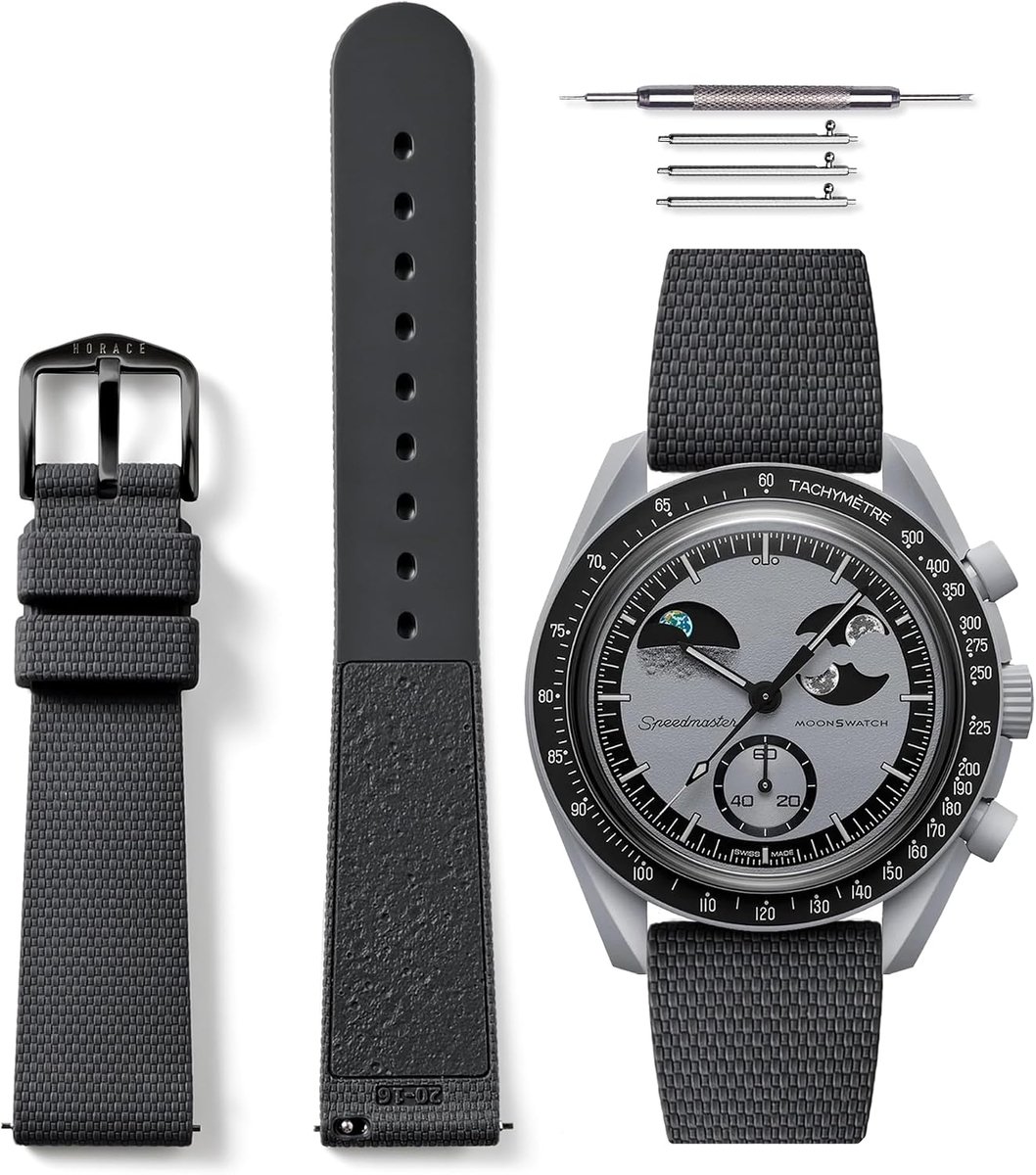 HORACE Universal Liquid Silicone Rubber Watch Strap 20mm Quick Release Compatible with Omega x Swatch MoonSwatch - ShopVlot