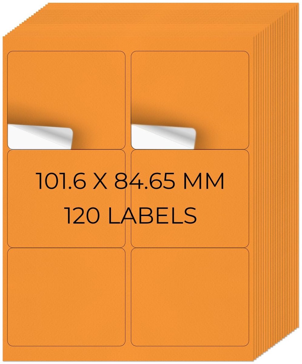 Solidchoice - Neon Oranje Afdrukbare Adreslabels, Zelfklevend, 20 Vel