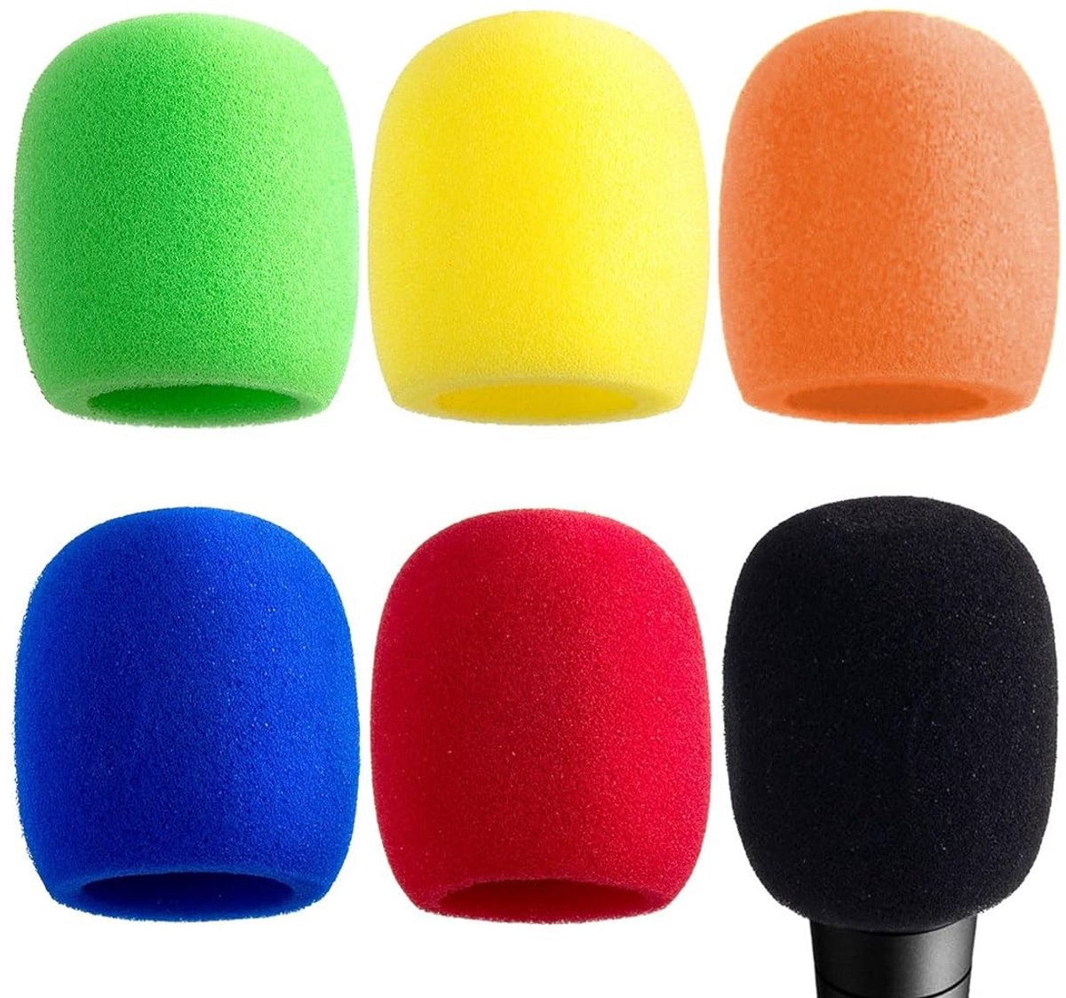 Solidchoice - 6 Stuks Winddichte Microfoon Covers - Herbruikbaar en Wasbaar voor Feesten