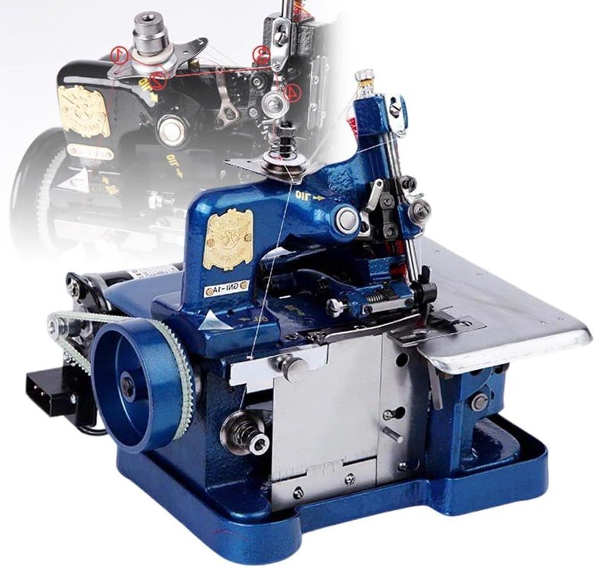 Overlockmachine - Lockmachine Naaimachine - Professionele Randafwerking - 3-Draads Systeem - 3000 steken/min - Blauw