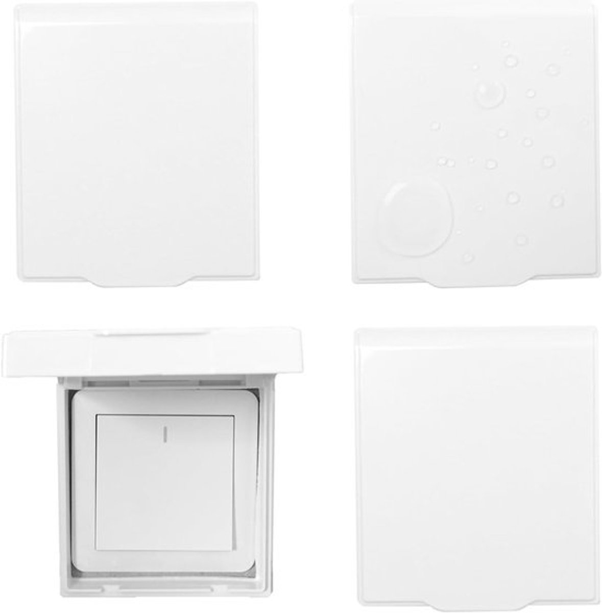 Set van 4 Waterdichte Beschermhoezen voor Lichtschakelaars en Stopcontacten - Dunne Zelfklevende Plastic Covers van 86 x 86 mm voor Veiligheid en Bescherming