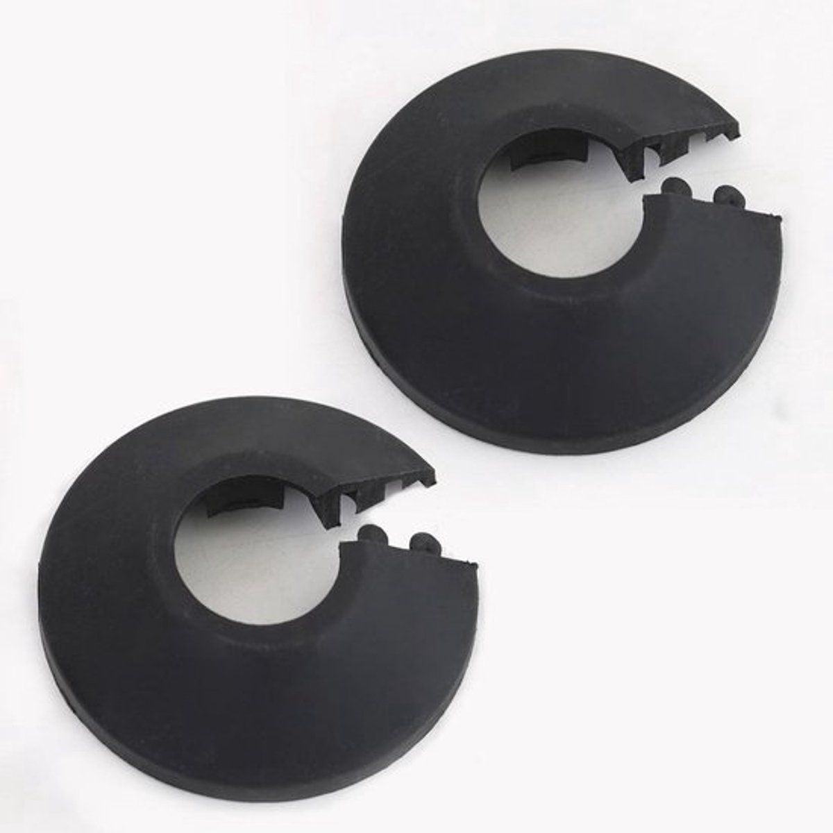 Set van 2 Radiatorpijp Kraagjes, Plastic Pijpcovers, Slangbescherming voor 15/16 mm Buizen, Zwart en Duurzaam
