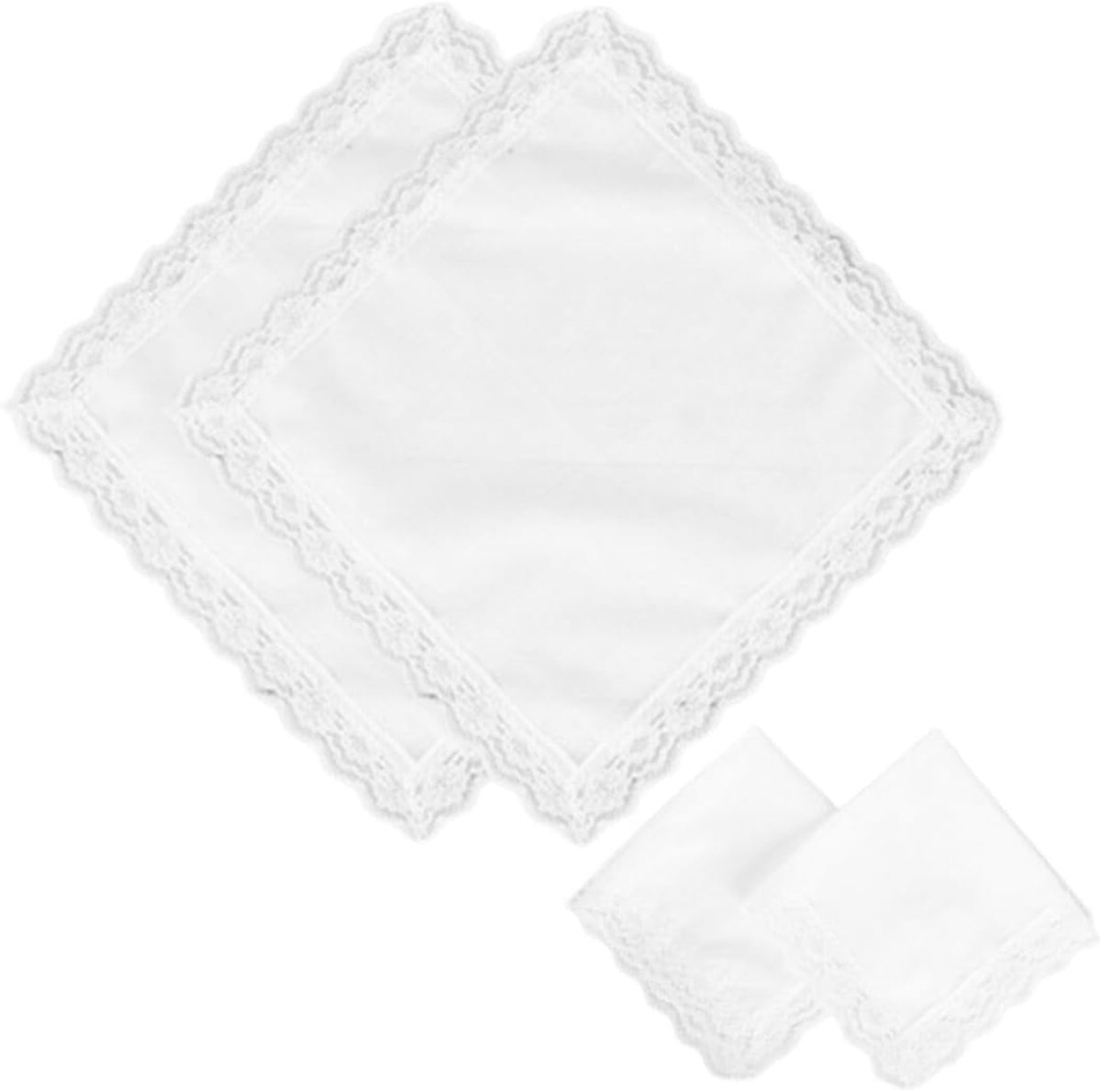 Dames zakdoeken 4 stuks 25x25 cm witte vierkante zakdoeken voor dames met kantdecoratie bruiloft trouwcadeau katoenen servetten zakdoeken