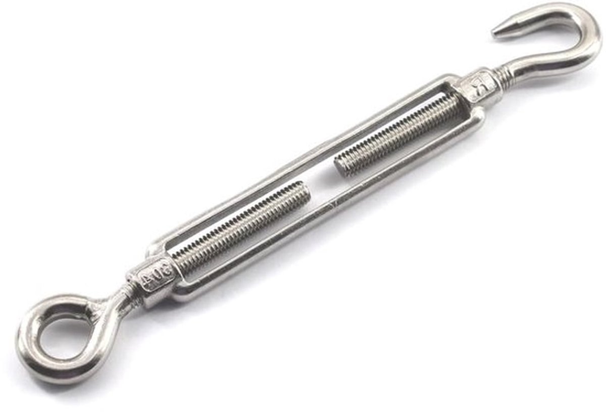 RVS M12 Spanner met Haak en Oog - Verstelbare Tensioner voor Touw en Kabel, Set van 1