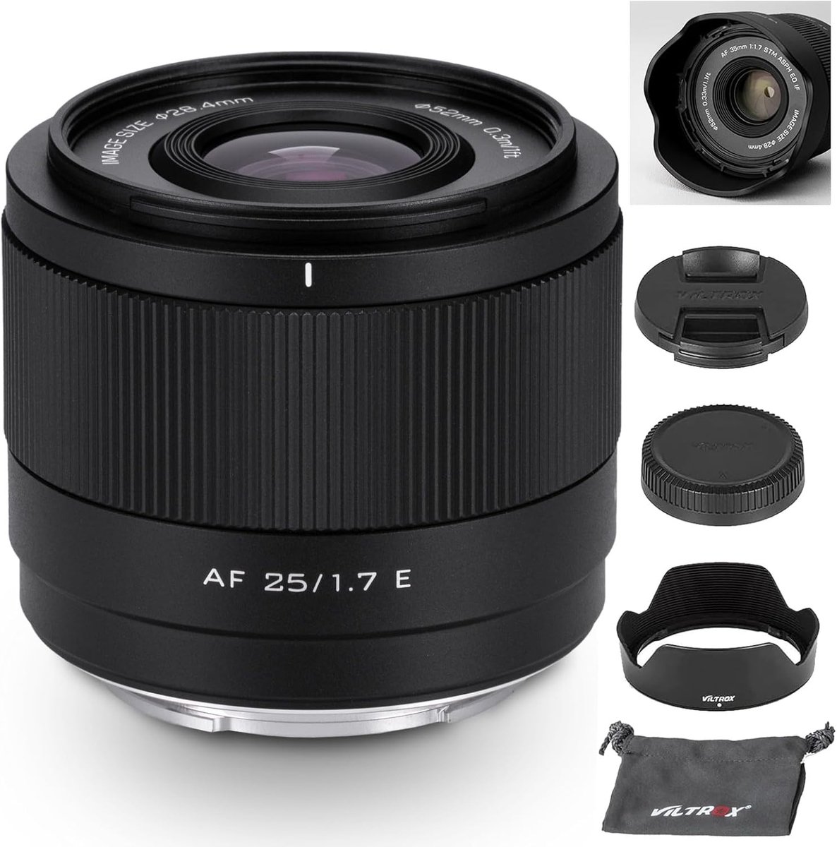 25mm f1.7 E-Mount Groot diafragma STM APS-C Auto Focus Prime Lens voor Sony E-Mount Camera's A7C A7RII A7SII A7II A7RIII A7IV A7RIV A9 A1 ZVE1 A93 A6700 A6600 A6500 A6400 FX3 ZV-E10 FX30