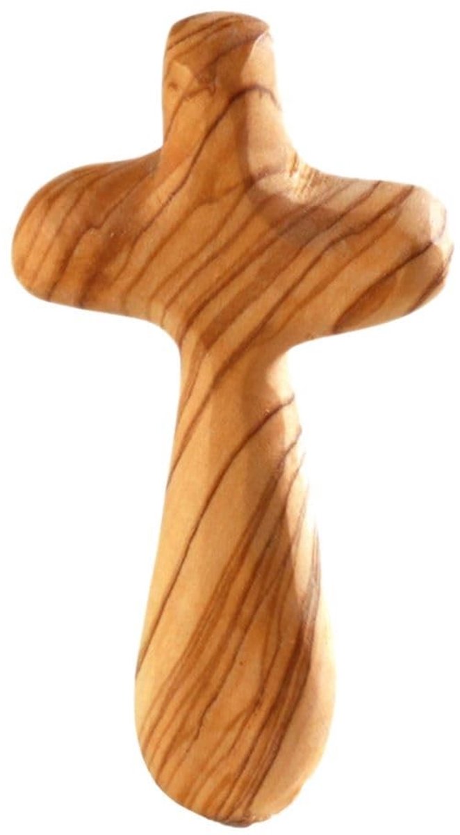 Solidchoice - Handkruis van Olijfhout uit Bethlehem als Spiritueel Cadeau 9 cm