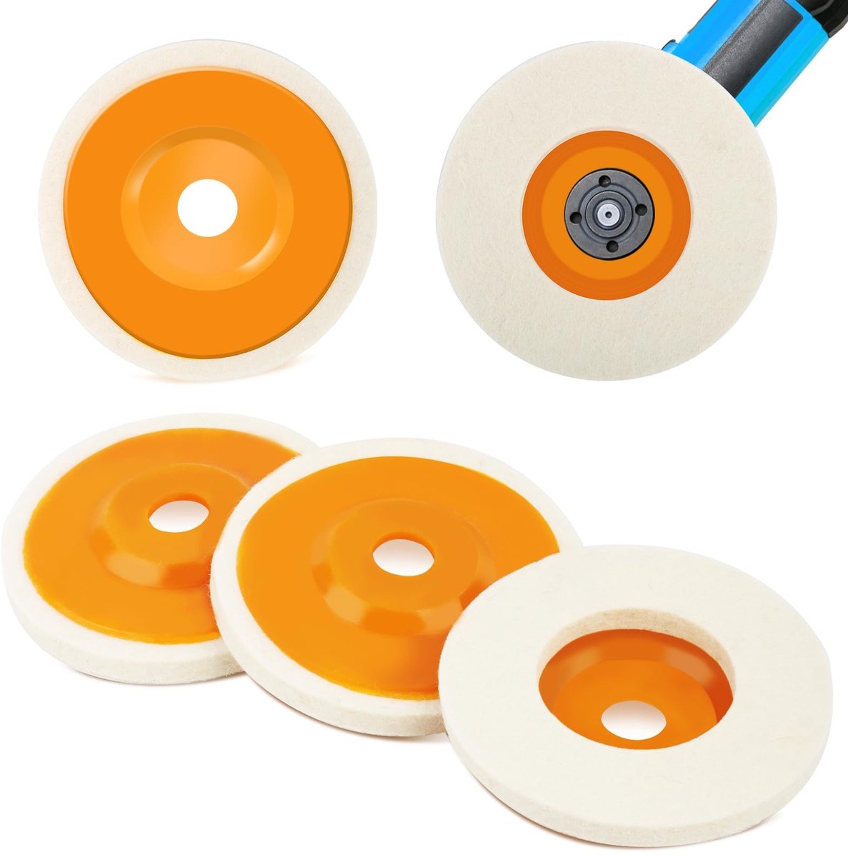 Solidchoice - Set van 4 Wollen Polijstschijven voor Haakse Slijper 100 mm