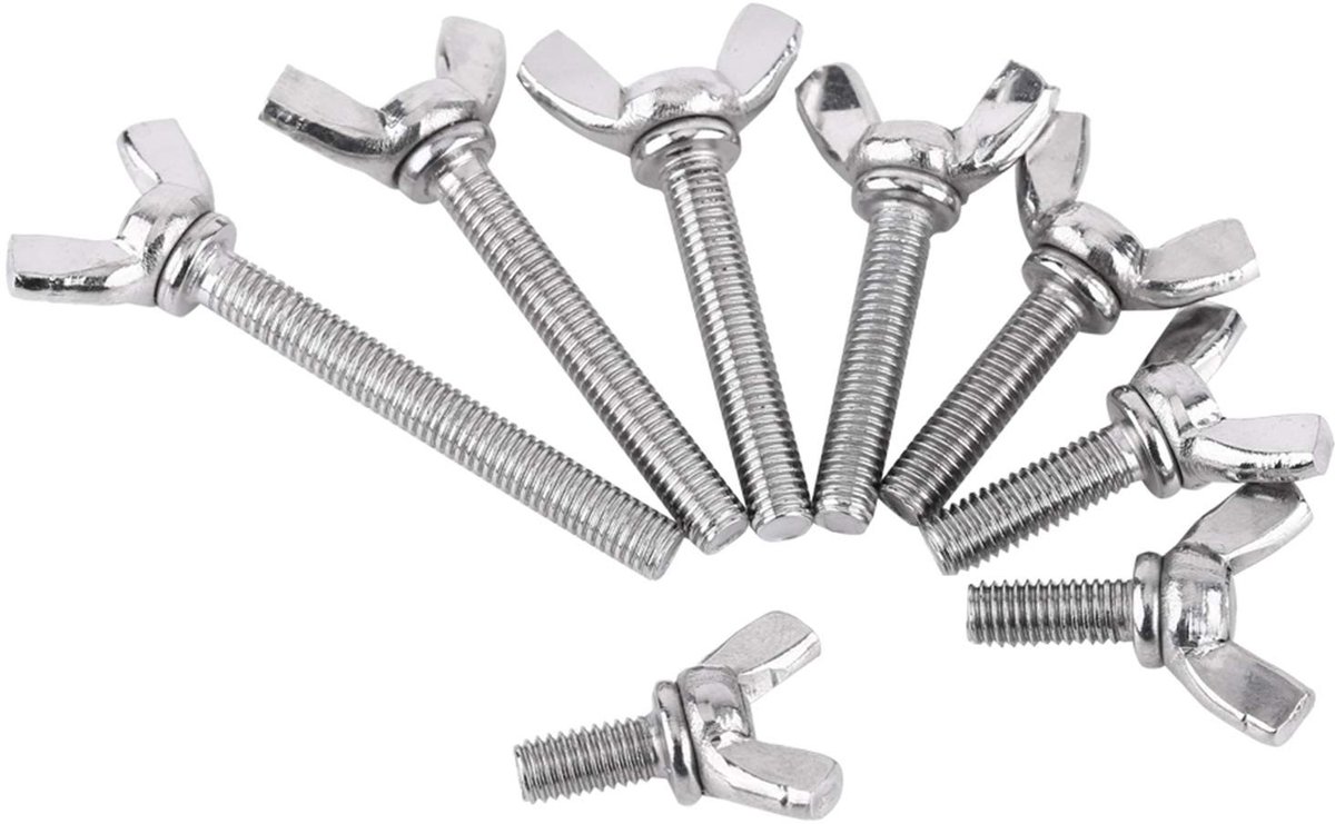Solidchoice - Vleugelschroeven van Roestvrij Staal, Set van 5 voor Handmatige Toepassingen