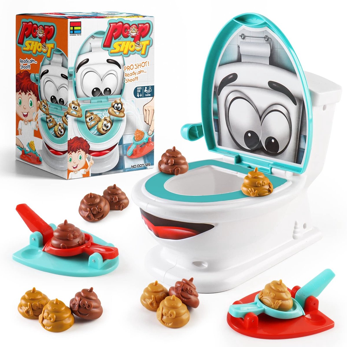 Solidchoice - Creatief Toiletspel met 12 Poepjes en 2 Gooiers