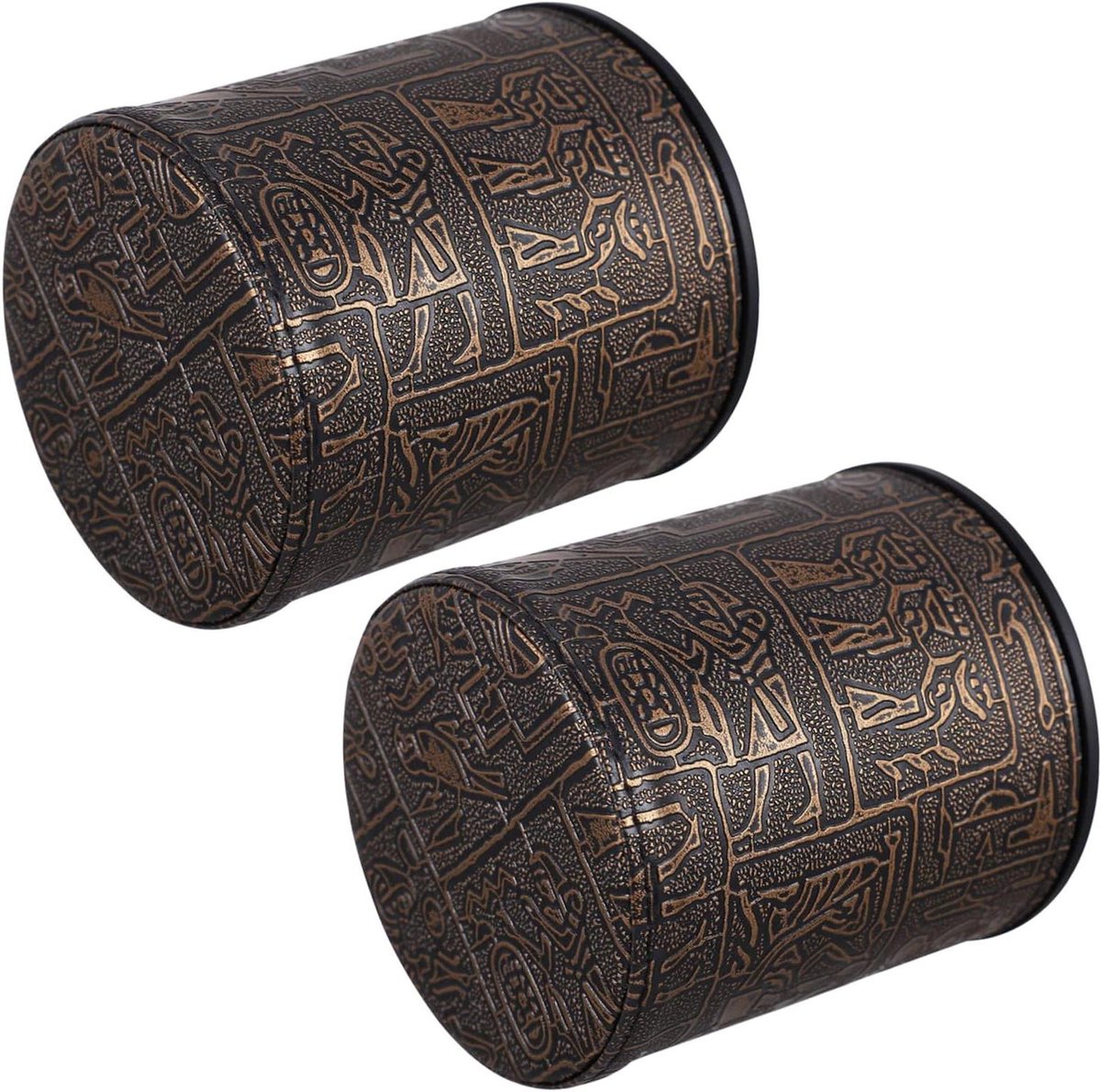 Dobbelbeker Set - Dobbelbekers met Patroon - Gezelschapsspellen Spelen - Egyptisch Stijl Patroon - 8.5x7.5x7.5CM - Zwart