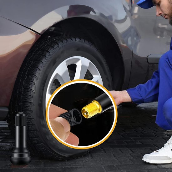 50 stuks bandenventiel zwart autoventiel rubberen velgenventielen snap-in ventielen. — afbeelding 3