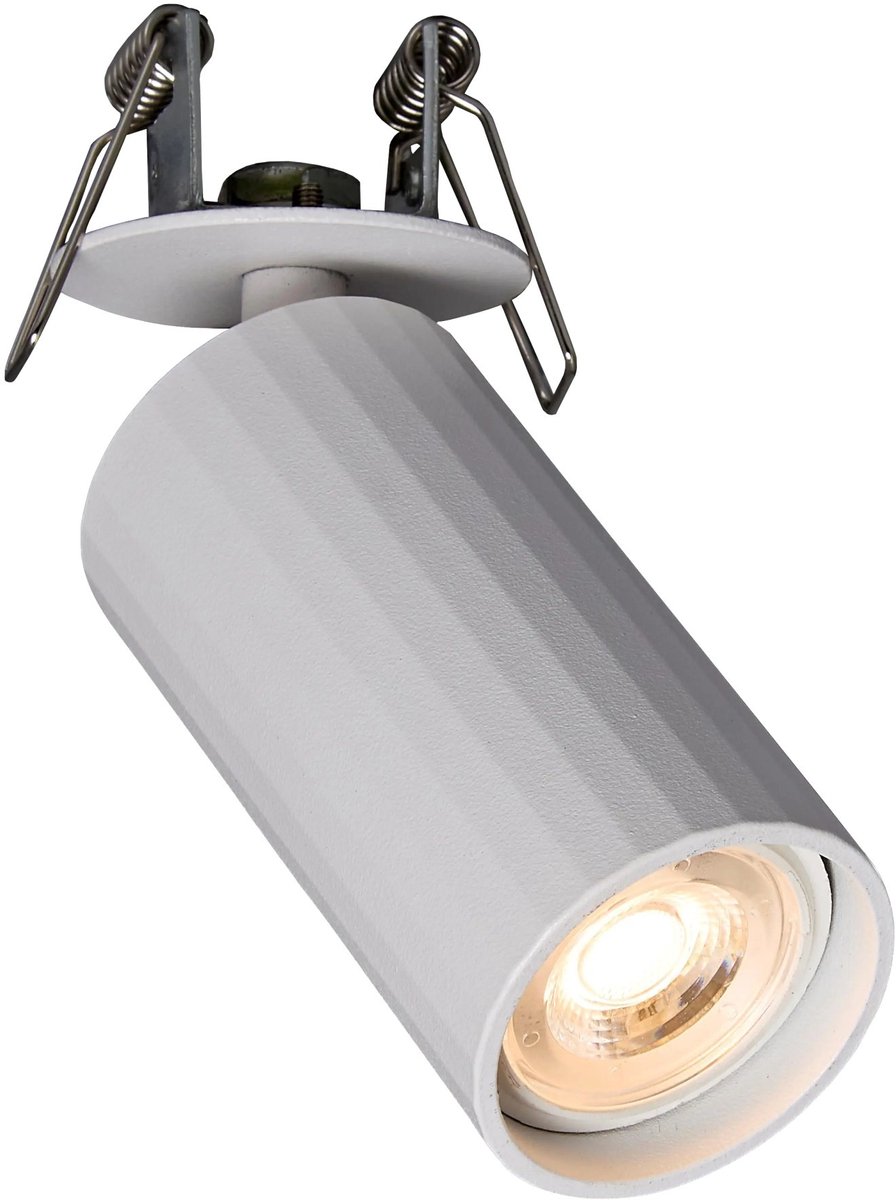 Oryx inbouwspot in wit aluminium met MR11-fitting, veerklemmen, richtbaar en dimbaar, lichtbron niet inbegrepen