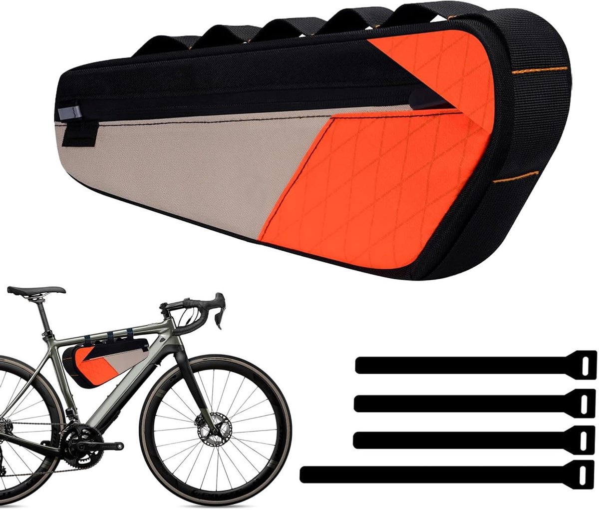 Fiets Frametas - Bovenbuistas Fietstas - Fietsen Organiseren - Waterdicht Polyester - 2.5 Liter - Oranje