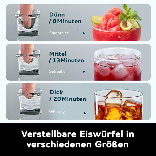 SnelShoppen - IJsblokjesmachine 15 kg - 2L - 16 IJsblokjes in 13 Minuten - Zelfreinigend - Ideaal voor Thuis, Keuken en Kantoor - Zwart van Snelshoppen — afbeelding 3