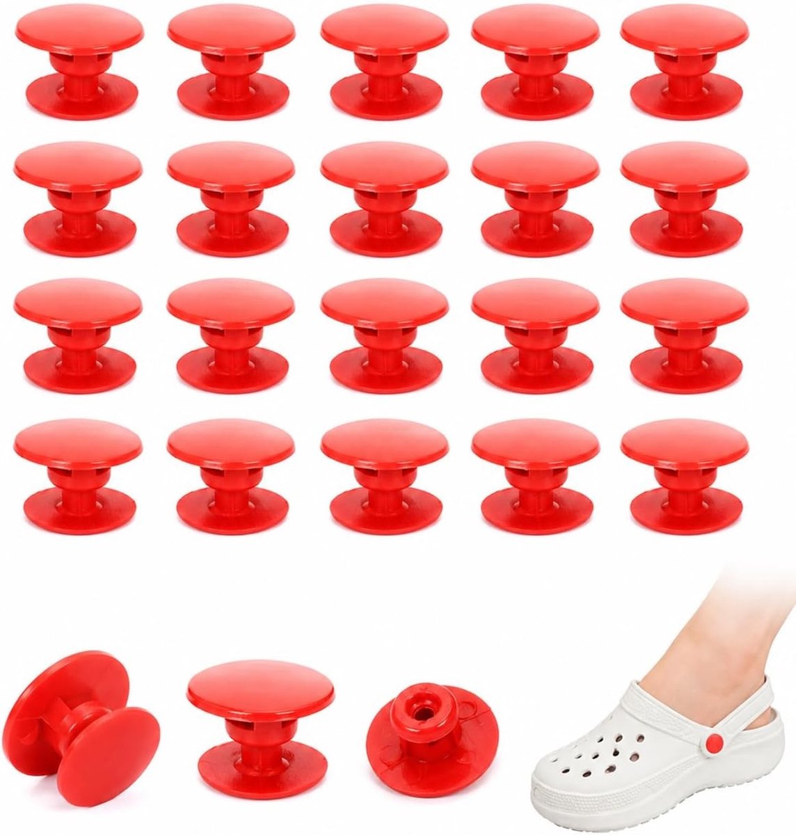 Decoratieve klompclips - 20 stuks universele kunststof sluitingen voor snelle bevestiging, ideaal voor reparatie en personalisatie van schoenen voor dagelijks gebruik en strandactiviteiten