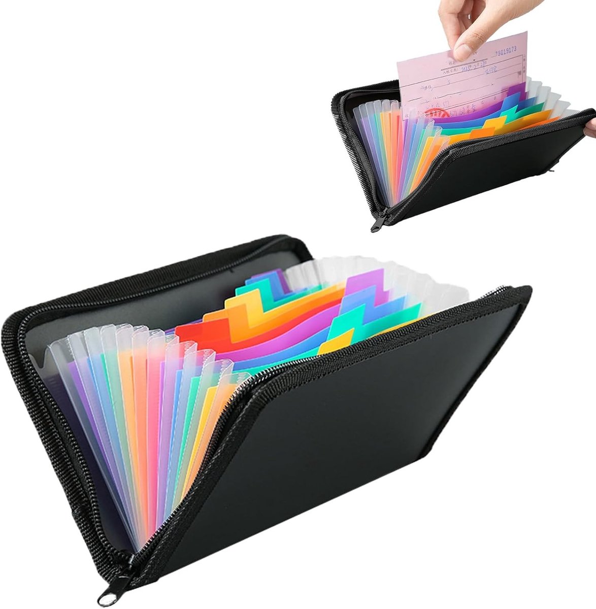 A6 Zip Pocket Folder met 13 Compartimenten voor Documenten, Ontvangsten en Bonnen (21 x 13 cm)